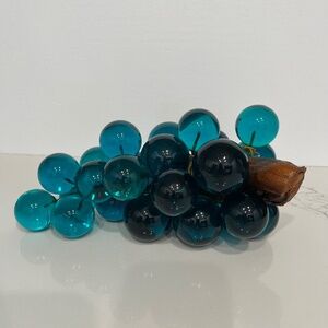 Vintage Blue Large Lucite Grapes Bunch.  11 inches long.  25 grapes.